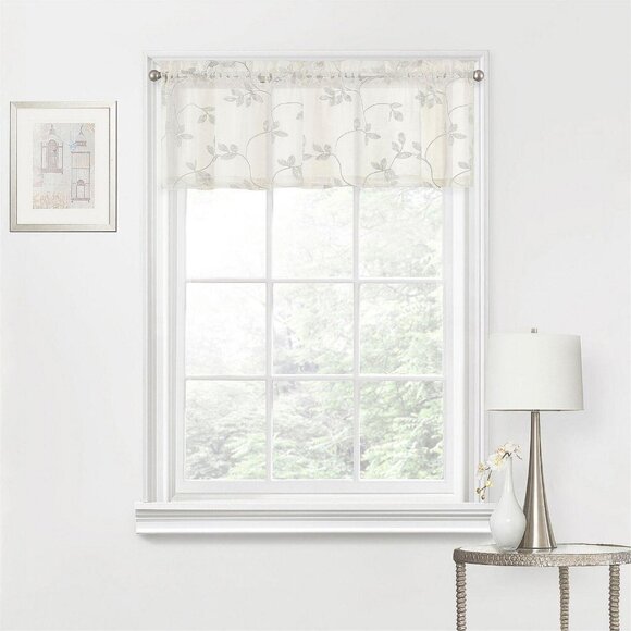 NEW Regal Home Embroidered Rod Pocket Tailored Valance Ivory Off White 50" x 15" - Picture 1 of 9